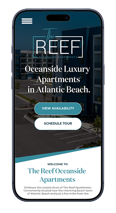 Apartment website displayed on a mobile phone