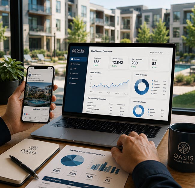 Digital marketing campaign planning for an apartment community